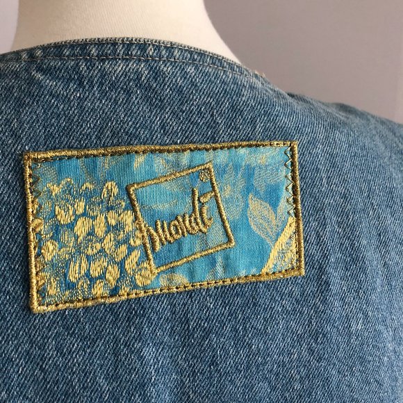 Vintage Mondi Denim Vest with Gold Embroidery - Picture 7 of 8